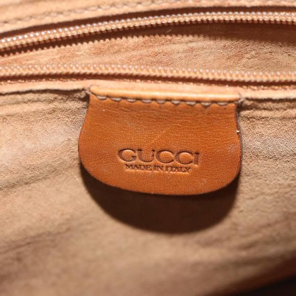 GUCCI Web Sherry Line Hand Bag Leather 2way Brown Red Green Auth 62520 - Picture 14 of 16